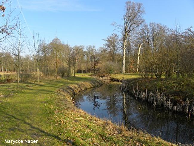 Pad langs vijver op landgoed Colckhof
