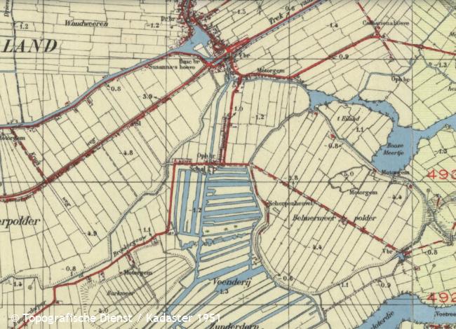 Uitsnede van de topografische kaart van 1951