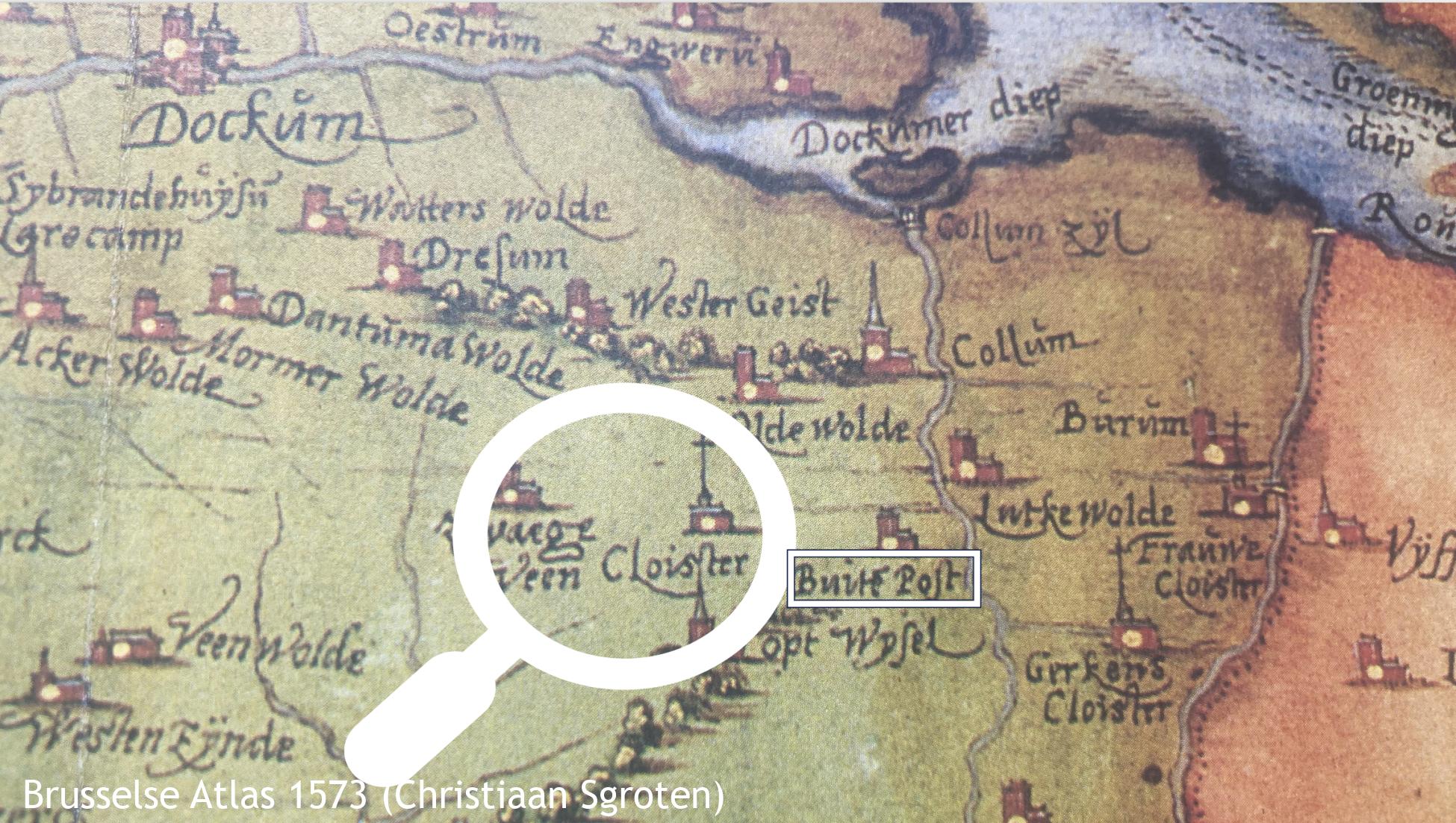 Uitsnede  Klooster Mons Olivetti bij Veen Klooster (Feankleaster)